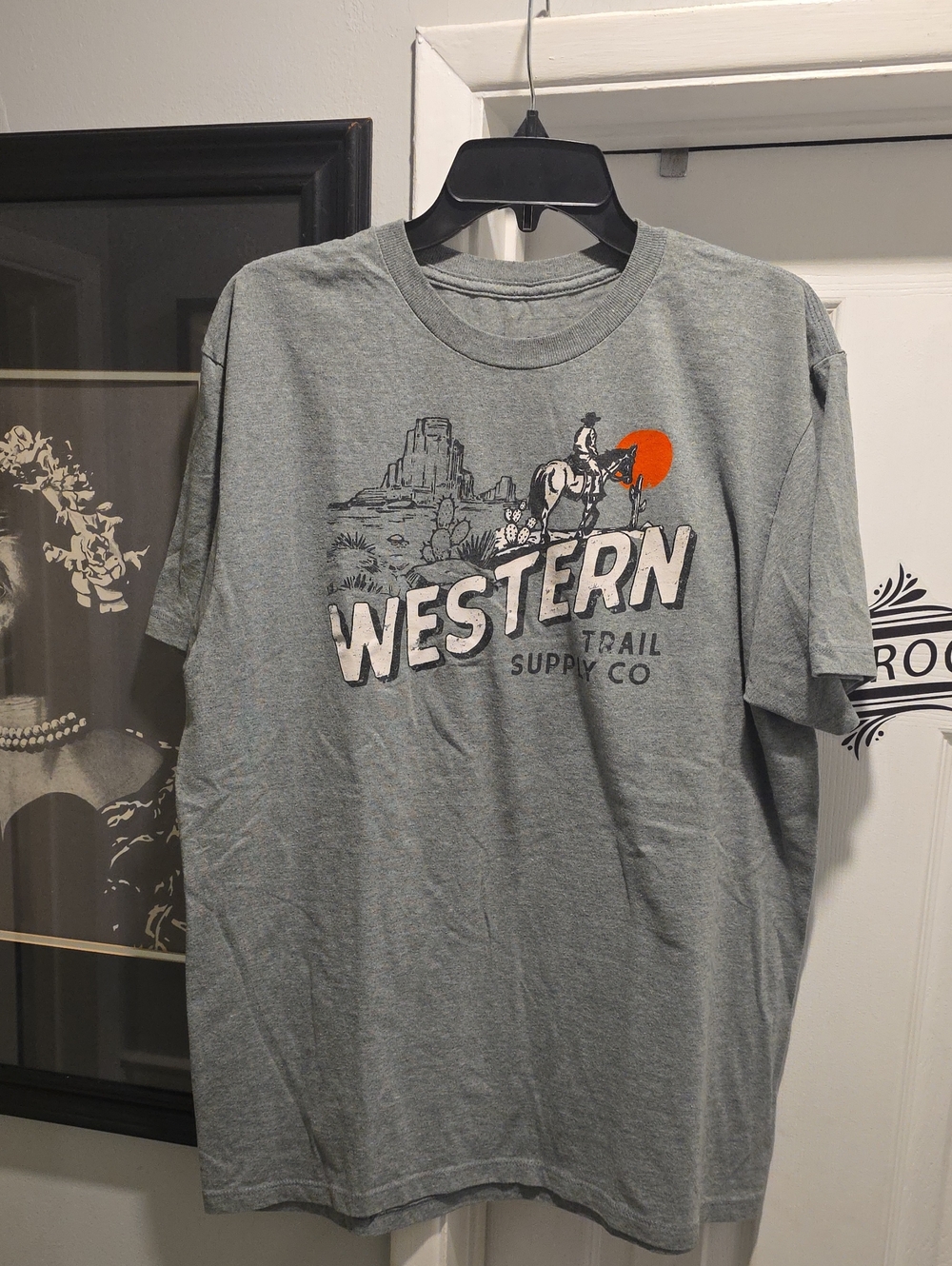 Sonoma Gray Western Graphic Tee with Orange Sun